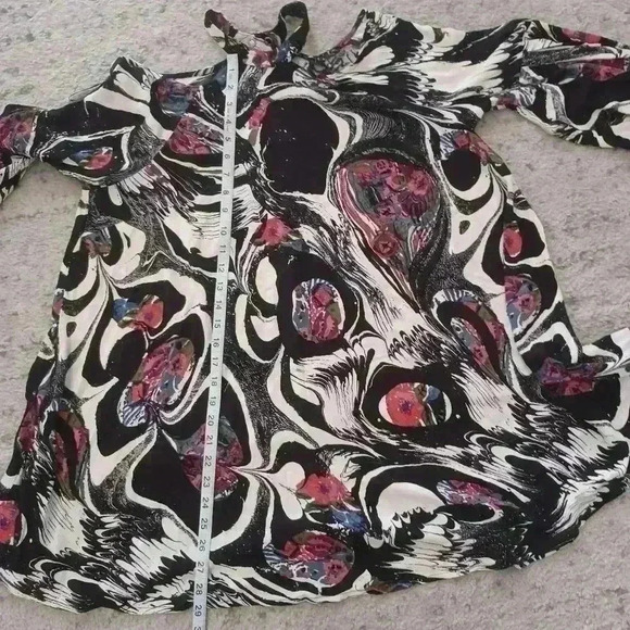 Free People Womens Drift Away Black Print Cold Shoulder Tunic Dress/ Top S - Picture 15 of 15
